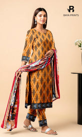 3 Piece Unstitched Printed Viscose Suit-BA-V7