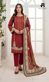 Khadder 3-Piece Unstitch Red Vol:114