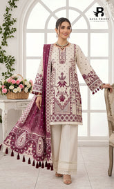 Khadder 3-Piece Unstitch Beige Vol:114