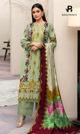 3 Piece Unstitched Karandi Suit BA-V6 007