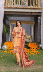 3 Piece Unstitched Printed Dobby Lawn Suit -BA-V19-04
