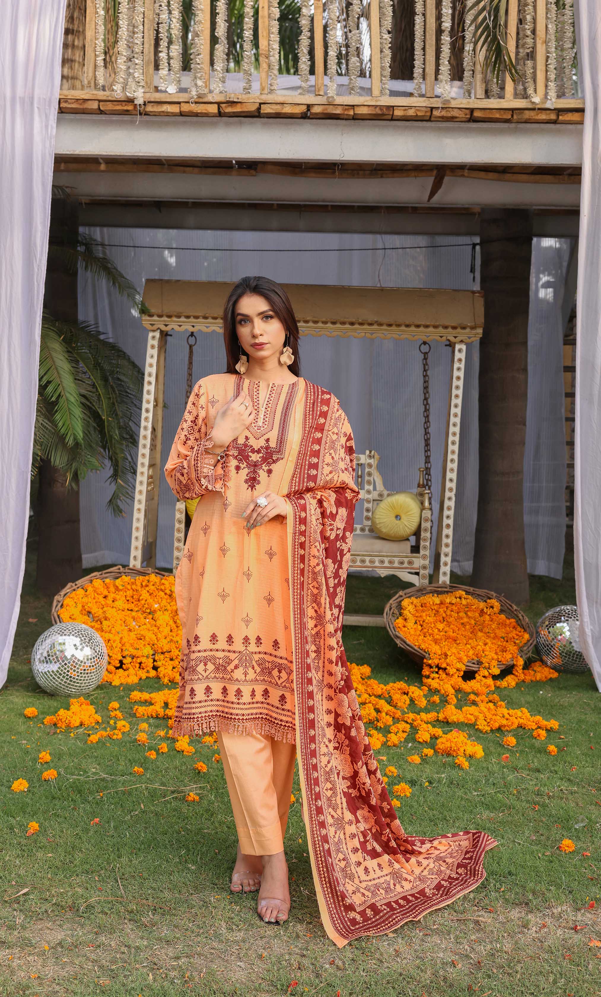 3 Piece Unstitched Printed Dobby Lawn Suit -BA-V19-04