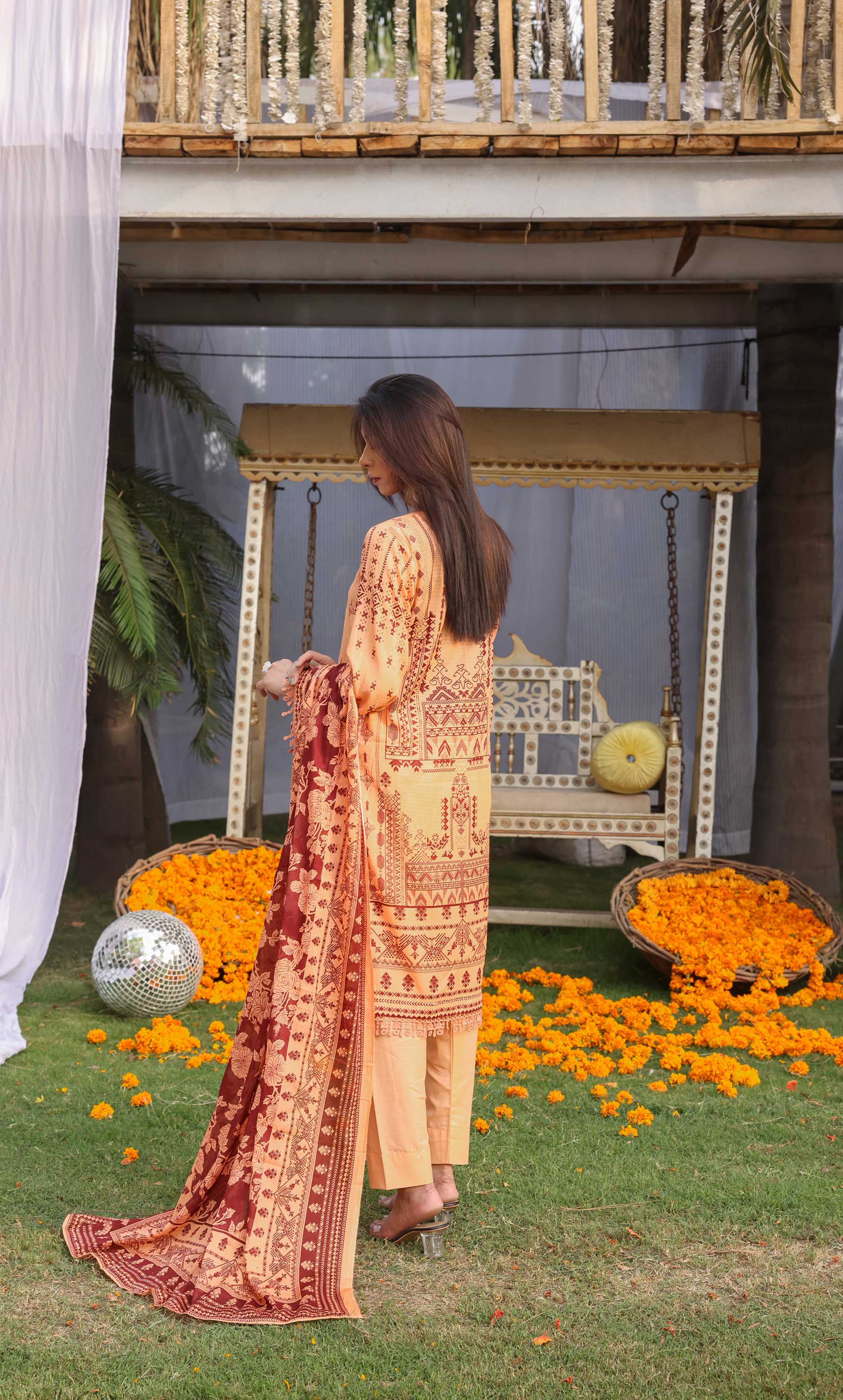 3 Piece Unstitched Printed Dobby Lawn Suit -BA-V19-04