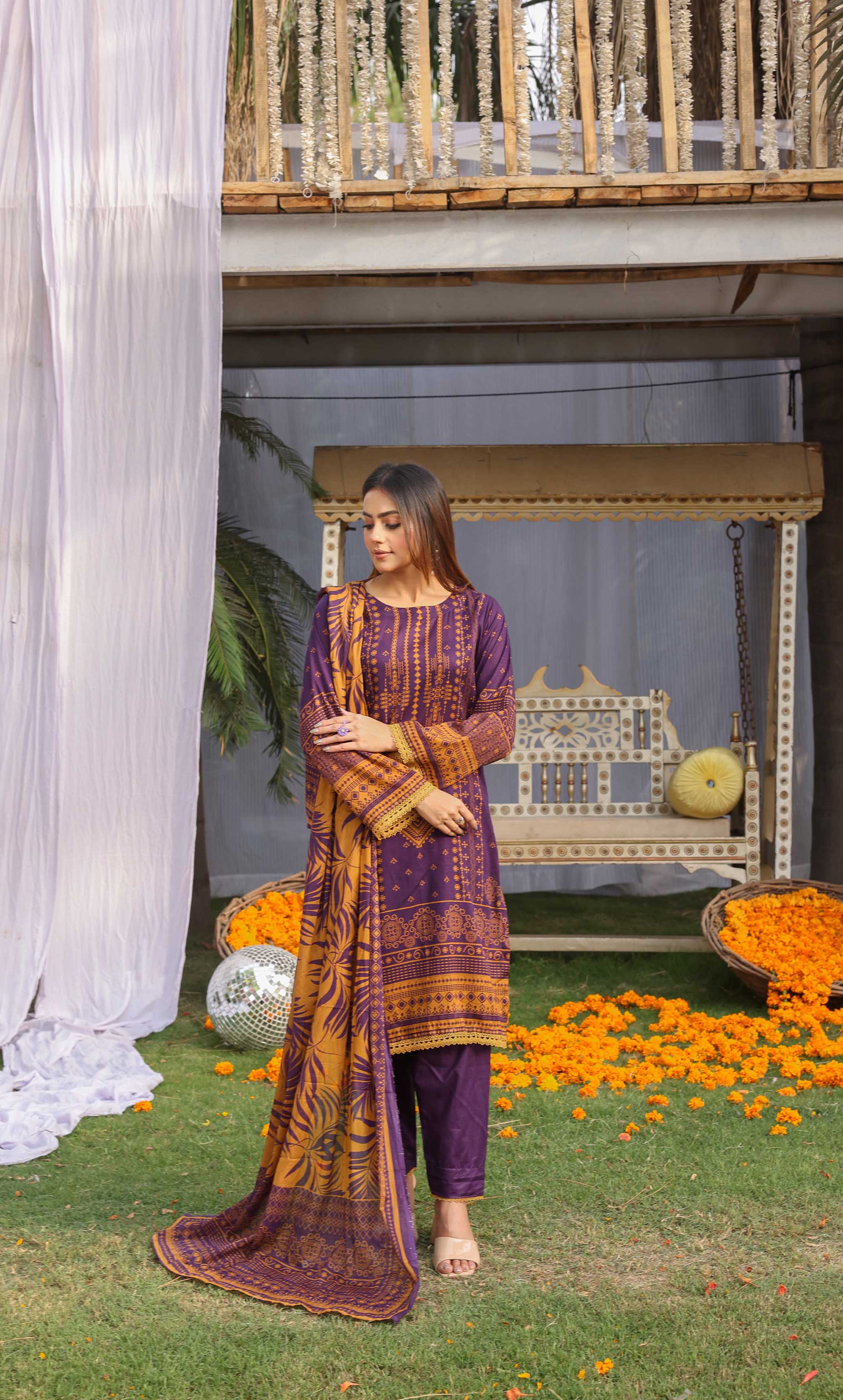 3 Piece Unstitched Printed Dobby Lawn Suit -BA-V19-09