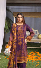 3 Piece Unstitched Printed Dobby Lawn Suit -BA-V19-09