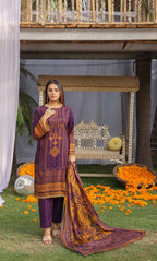 3 Piece Unstitched Printed Dobby Lawn Suit -BA-V19-09