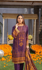 3 Piece Unstitched Printed Dobby Lawn Suit -BA-V19-09