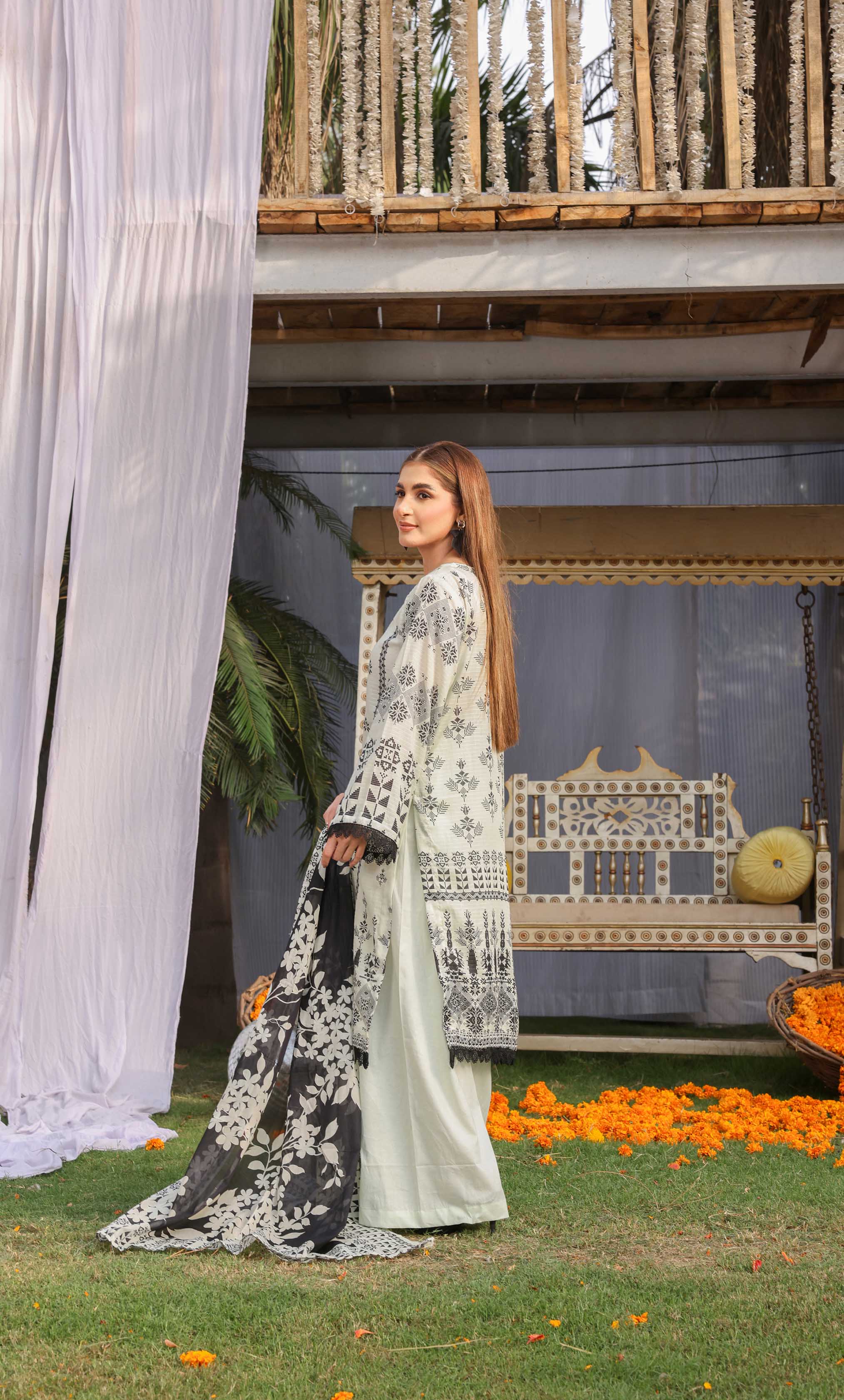 3 Piece Unstitched Printed Dobby Lawn Suit -BA-V19-02