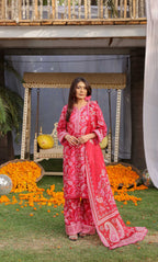 3 Piece Unstitched Printed  Dobby Lawn Suit -BA-V17-04