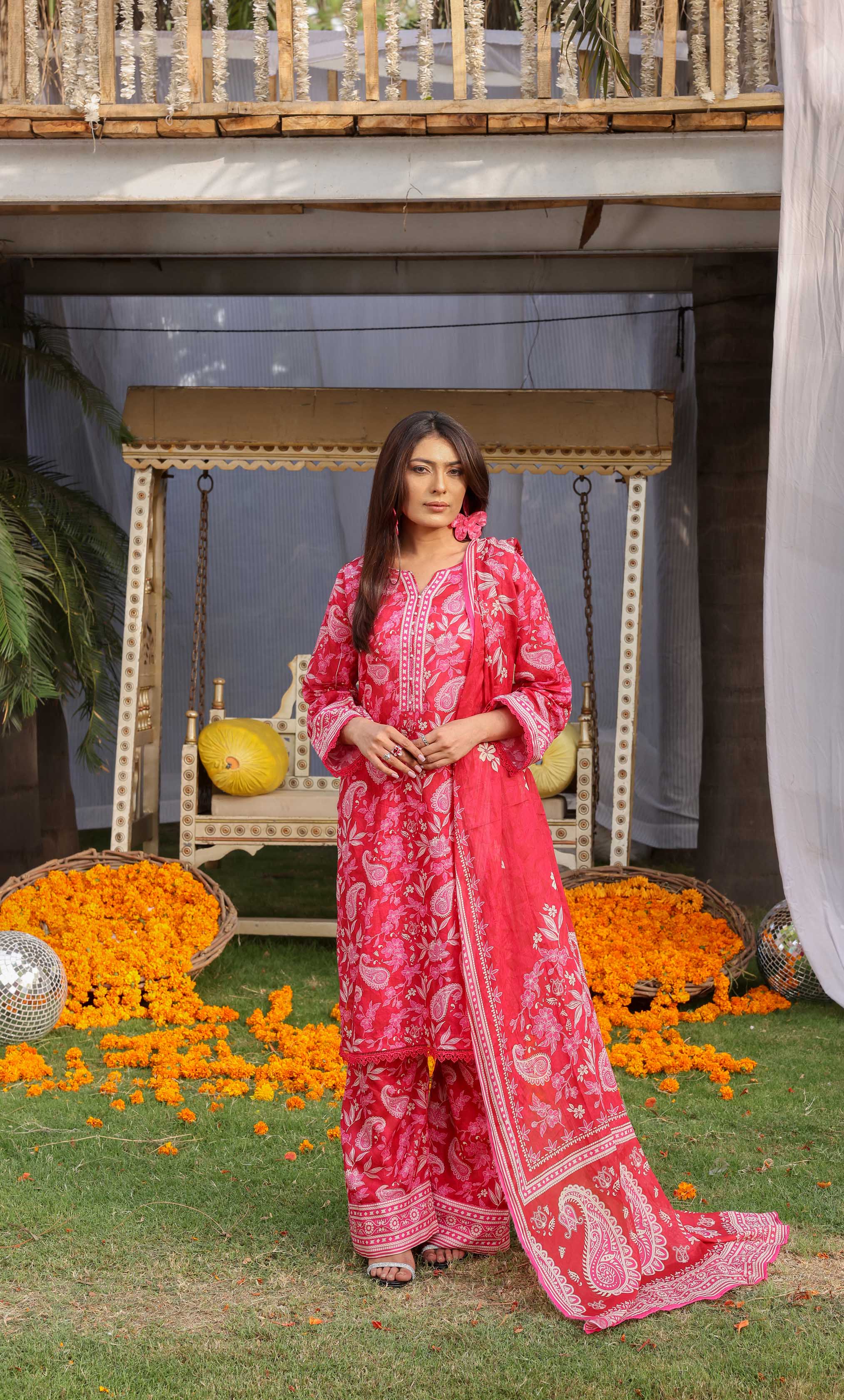 3 Piece Unstitched Printed  Dobby Lawn Suit -BA-V17-04