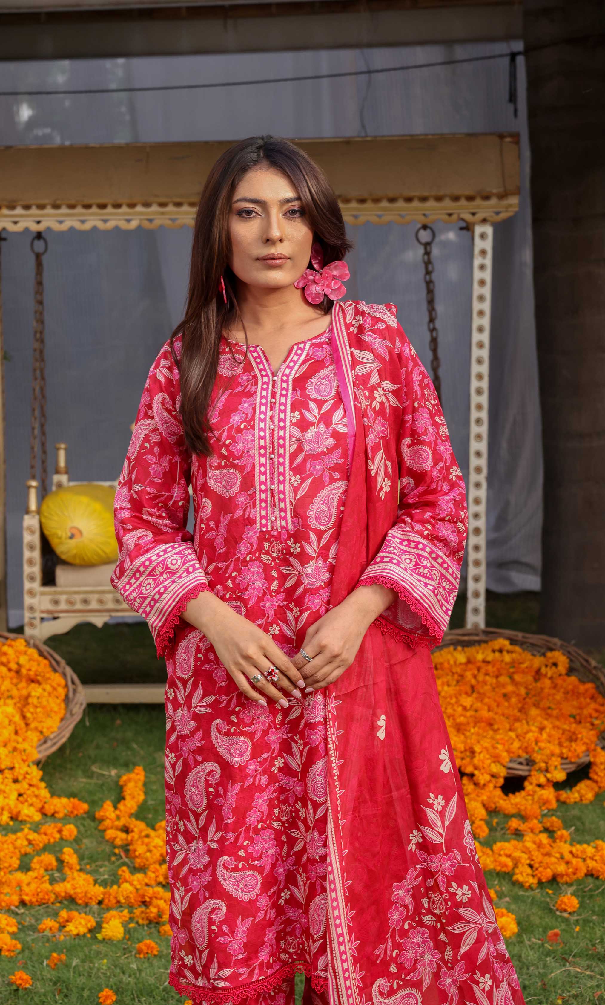 3 Piece Unstitched Printed  Dobby Lawn Suit -BA-V17-04