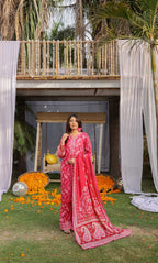 3 Piece Unstitched Printed  Dobby Lawn Suit -BA-V17-04