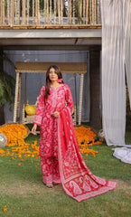3 Piece Unstitched Printed  Dobby Lawn Suit -BA-V17-04