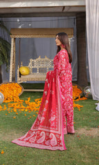 3 Piece Unstitched Printed  Dobby Lawn Suit -BA-V17-04