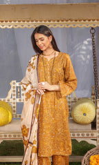 3 Piece Unstitched Printed  Dobby Lawn Suit -BA-V17-08
