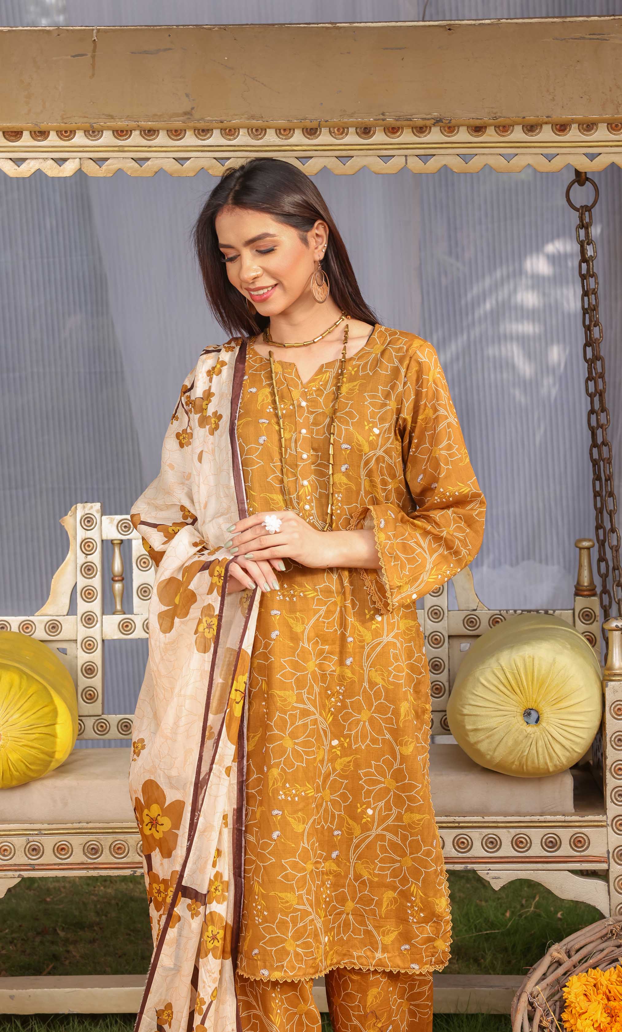 3 Piece Unstitched Printed  Dobby Lawn Suit -BA-V17-08