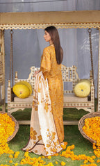 3 Piece Unstitched Printed  Dobby Lawn Suit -BA-V17-08