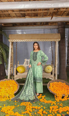 3 Piece Unstitched Printed Dobby Lawn Suit -BA-V19-06