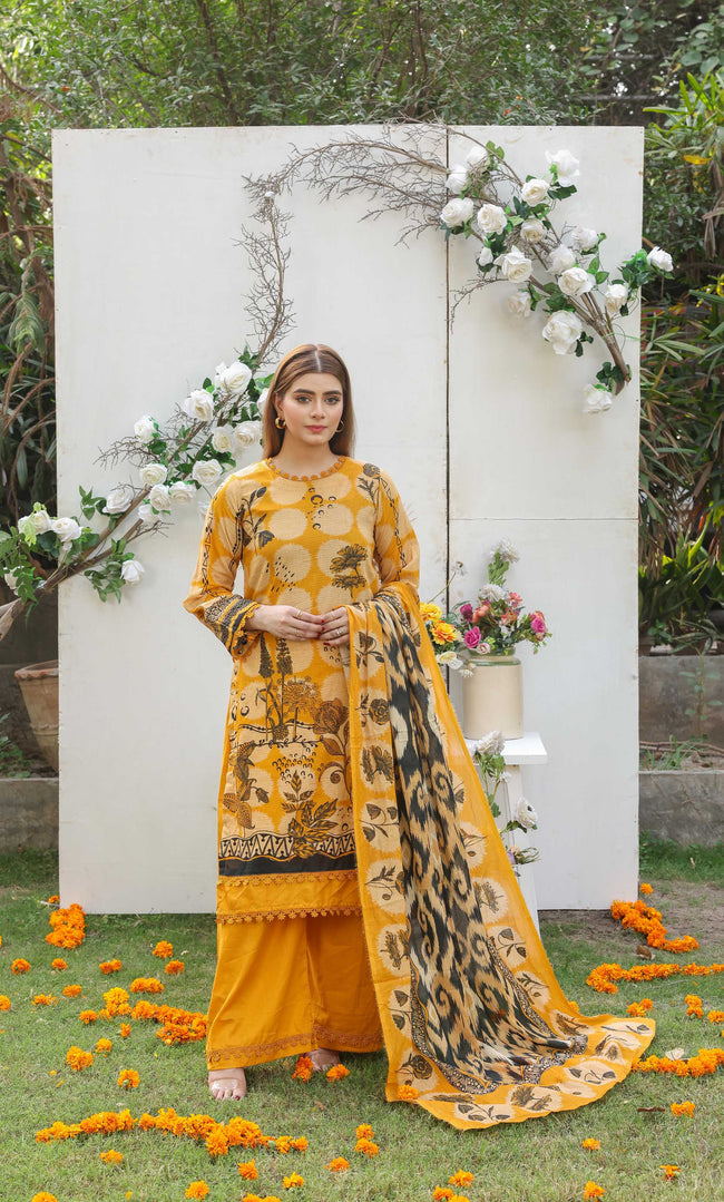 3 Piece Unstitched Premium Lawn Suit- PD-07 Hover Image