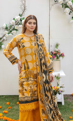 3 Piece Unstitched Premium Lawn Suit- PD-07