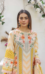 3 Piece Unstitched Premium Lawn Suit- PD-06