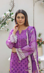 3 Piece Unstitched Premium Lawn Suit- PD-04