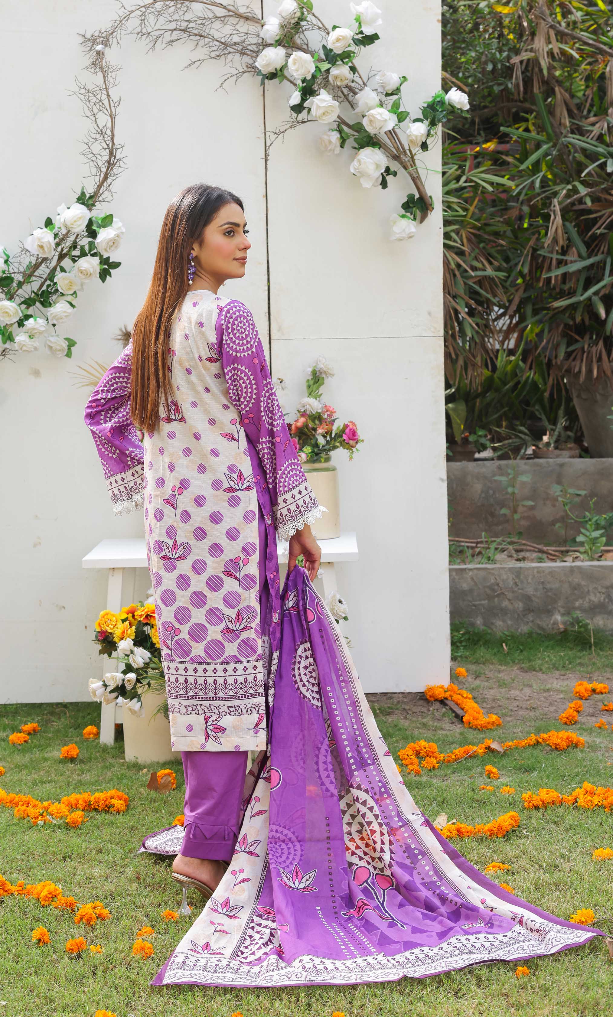 3 Piece Unstitched Premium Lawn Suit- PD-04