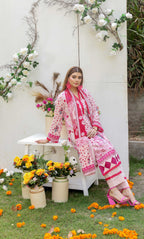 3 Piece Unstitched Premium Lawn Suit- PD-03