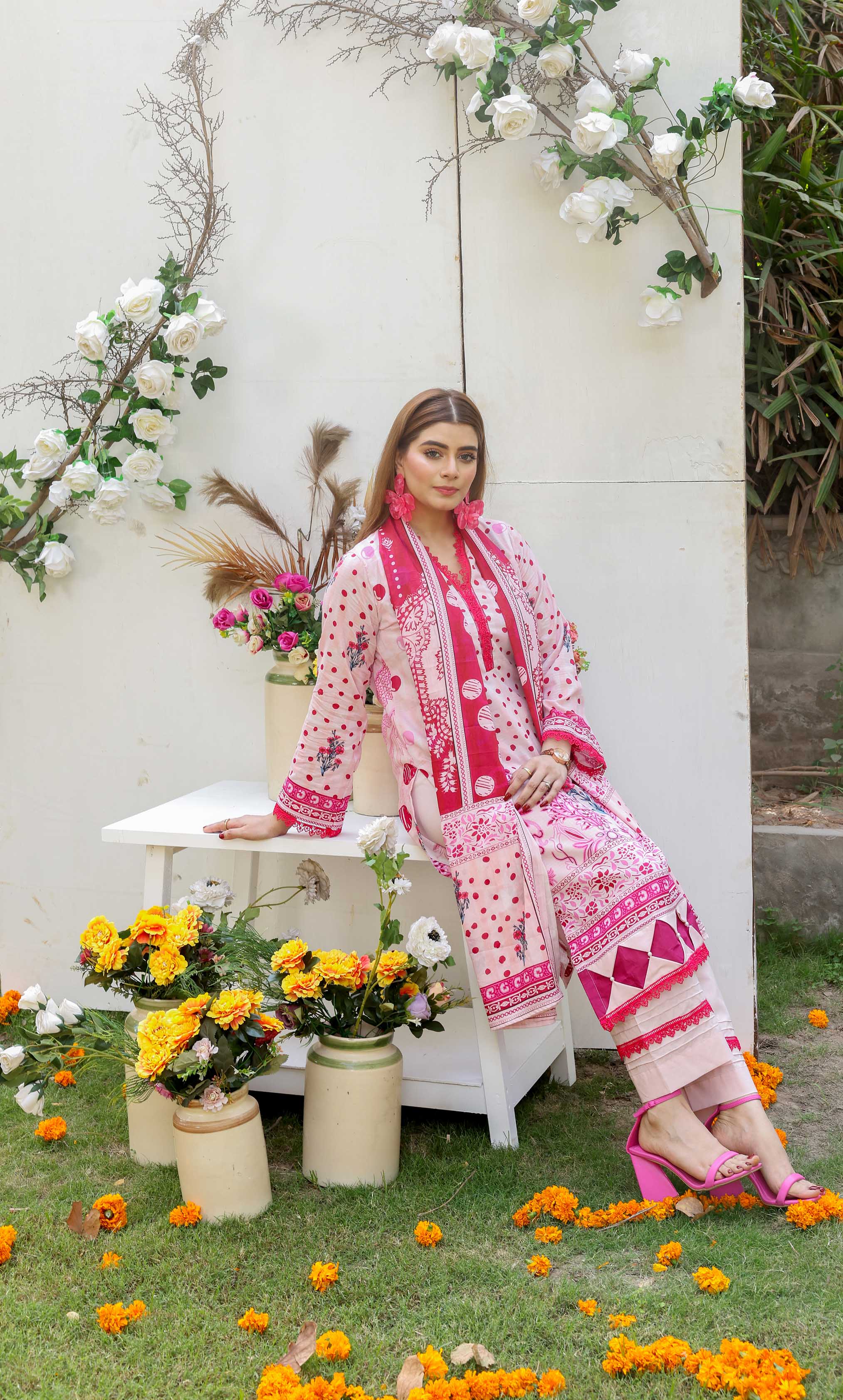 3 Piece Unstitched Premium Lawn Suit- PD-03