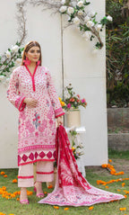 3 Piece Unstitched Premium Lawn Suit- PD-03