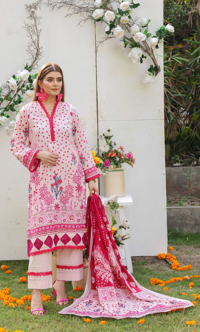 3 Piece Unstitched Premium Lawn Suit- PD-03 Hover Image