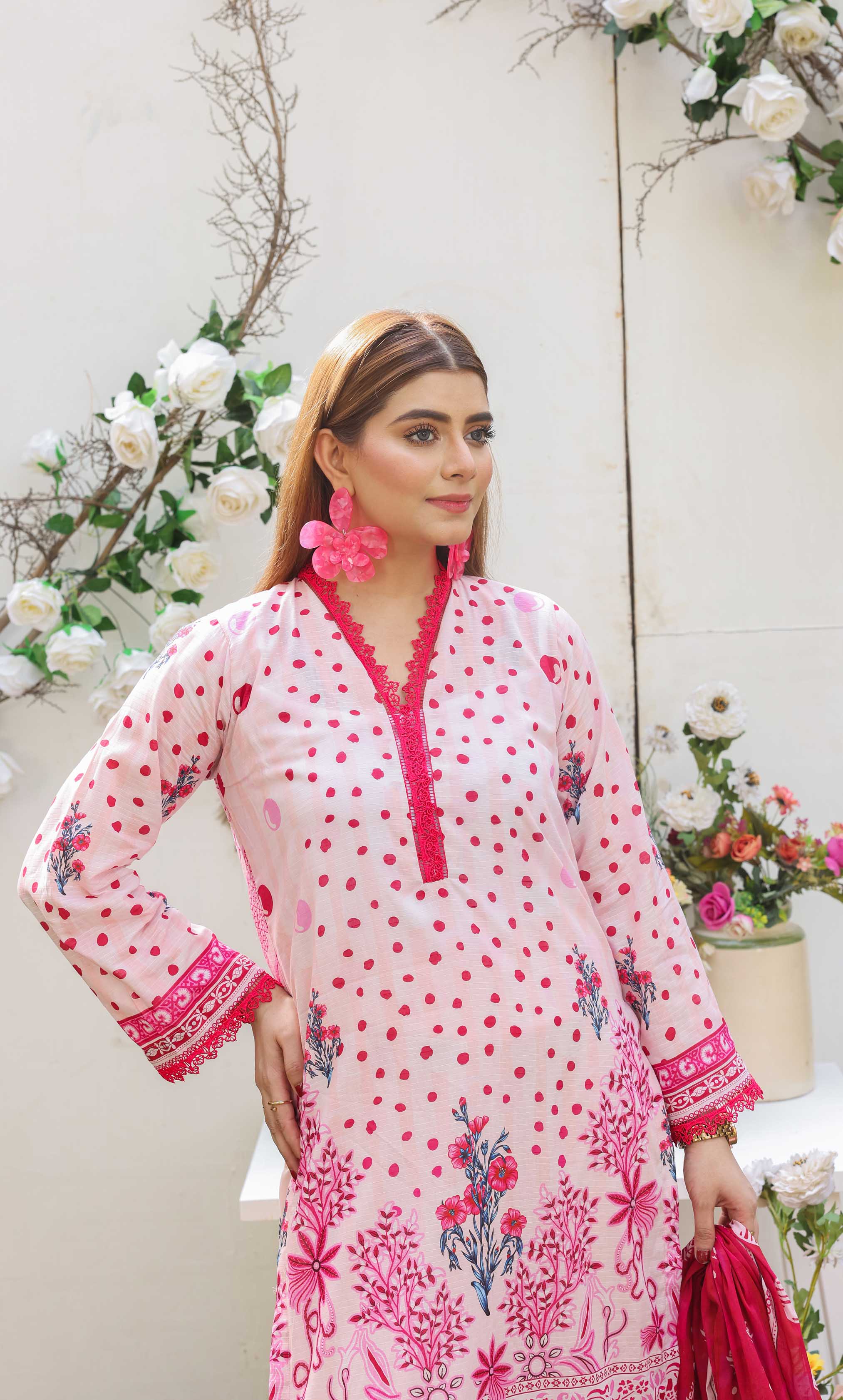 3 Piece Unstitched Premium Lawn Suit- PD-03