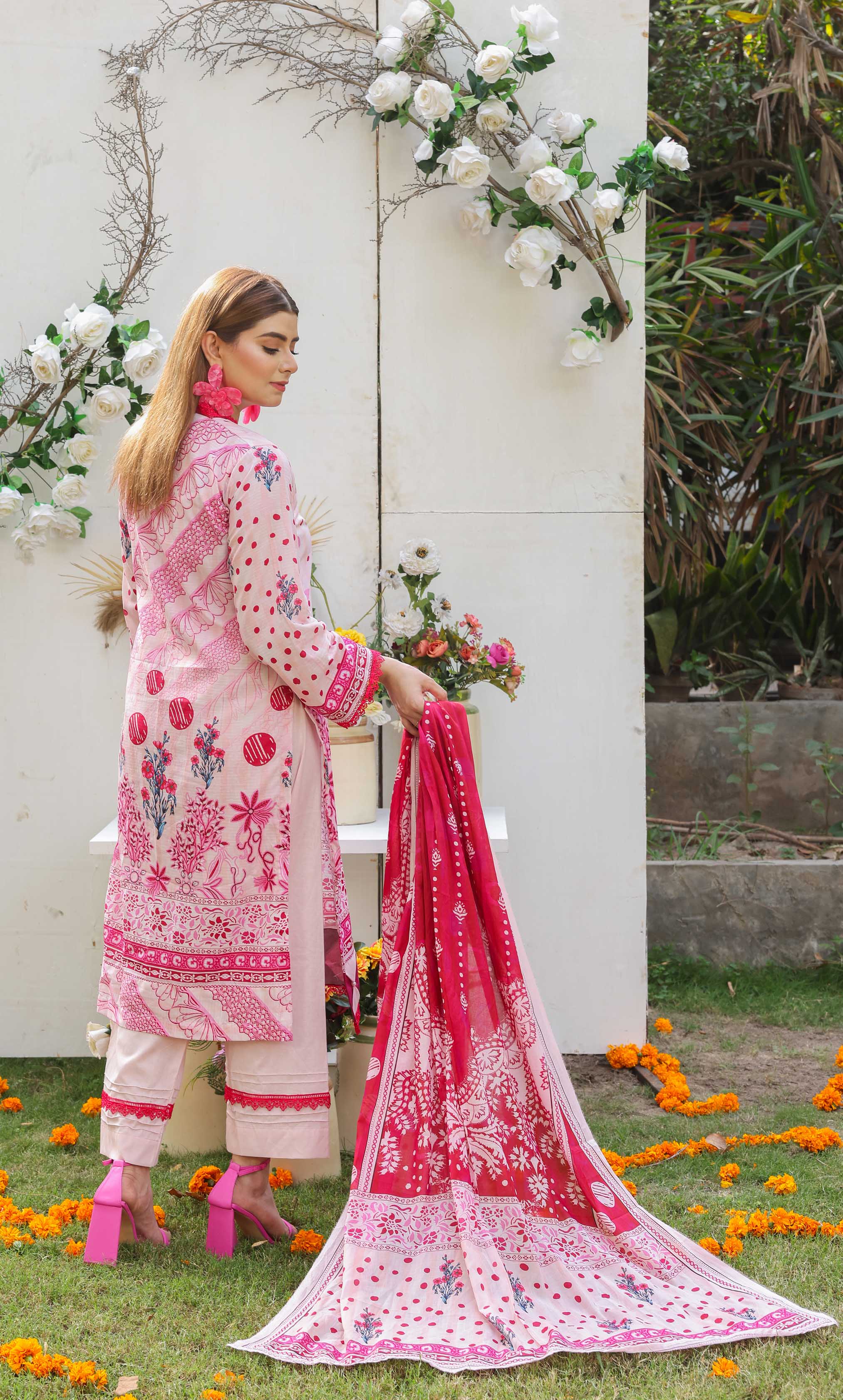 3 Piece Unstitched Premium Lawn Suit- PD-03