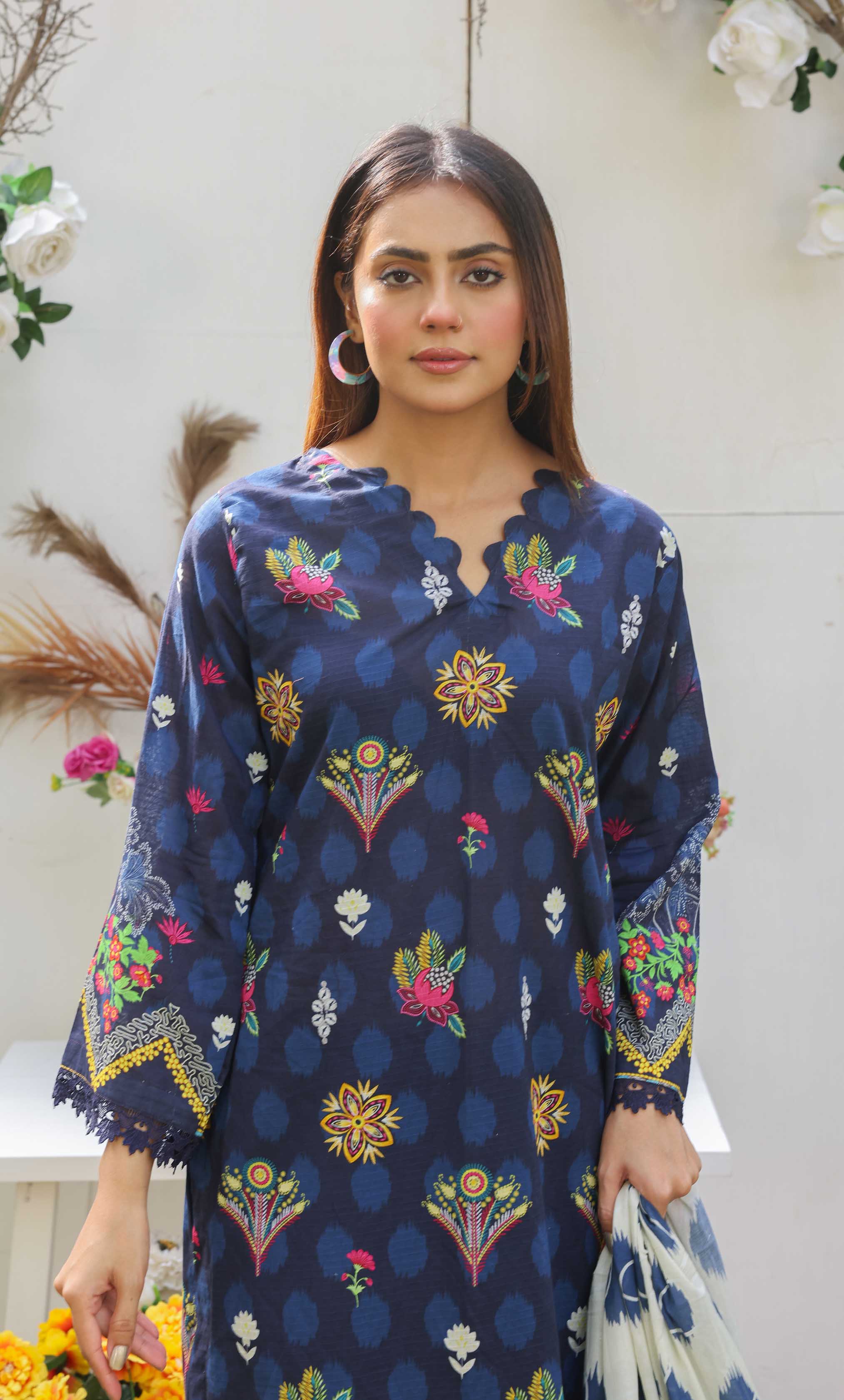 3 Piece Unstitched Premium Lawn Suit- PD-11