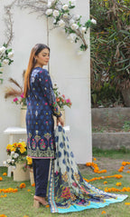 3 Piece Unstitched Premium Lawn Suit- PD-02