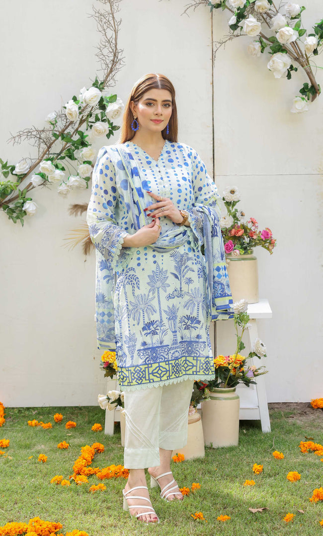 3 Piece Unstitched Premium Lawn Suit- PD-01 Hover Image