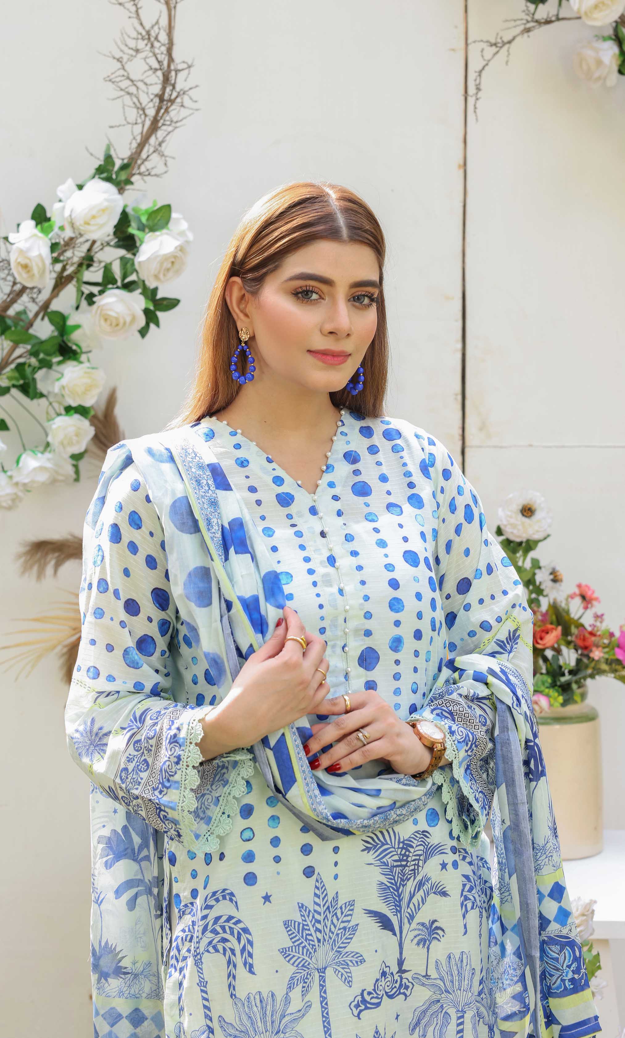 3 Piece Unstitched Premium Lawn Suit- PD-01