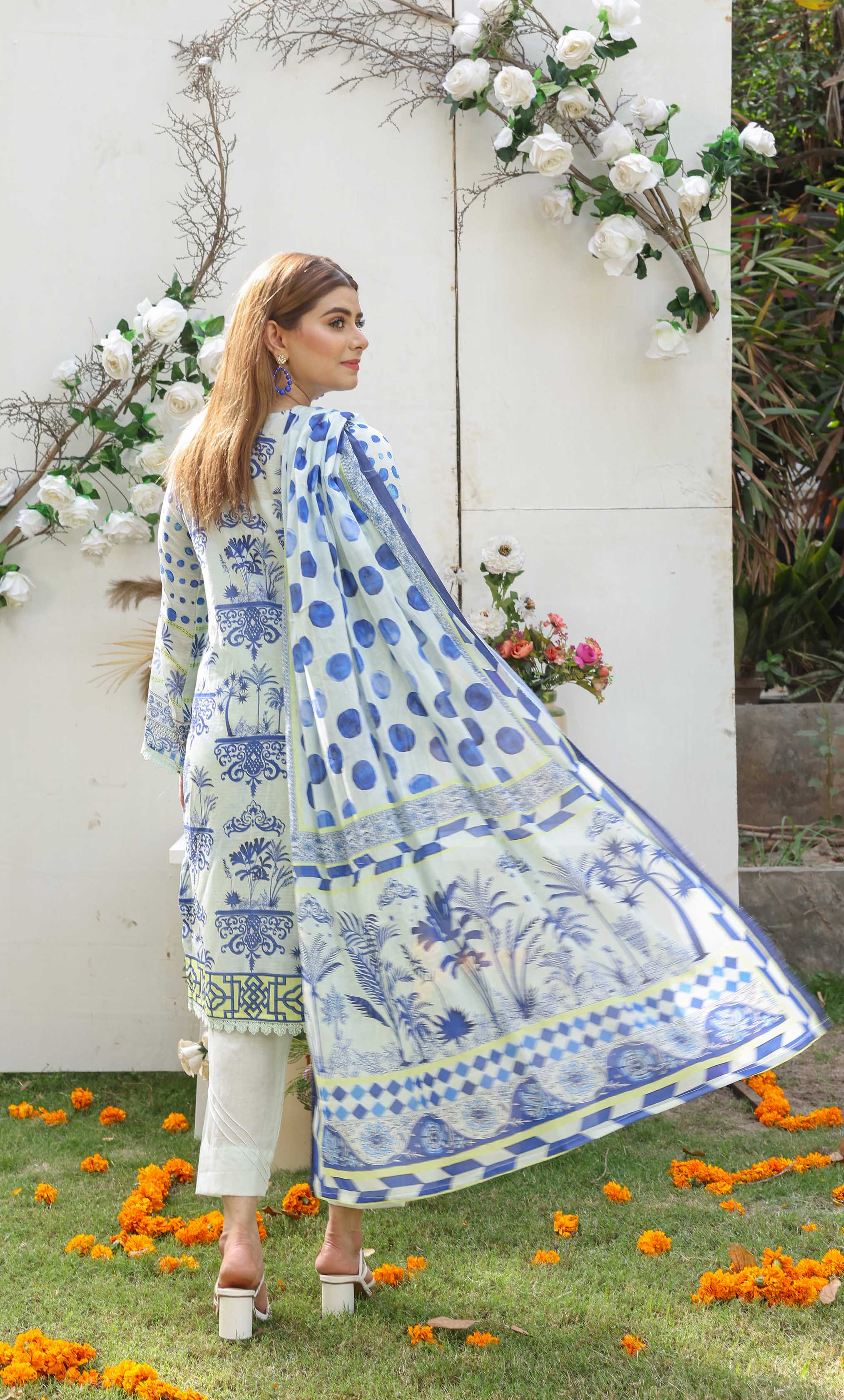 3 Piece Unstitched Premium Lawn Suit- PD-01
