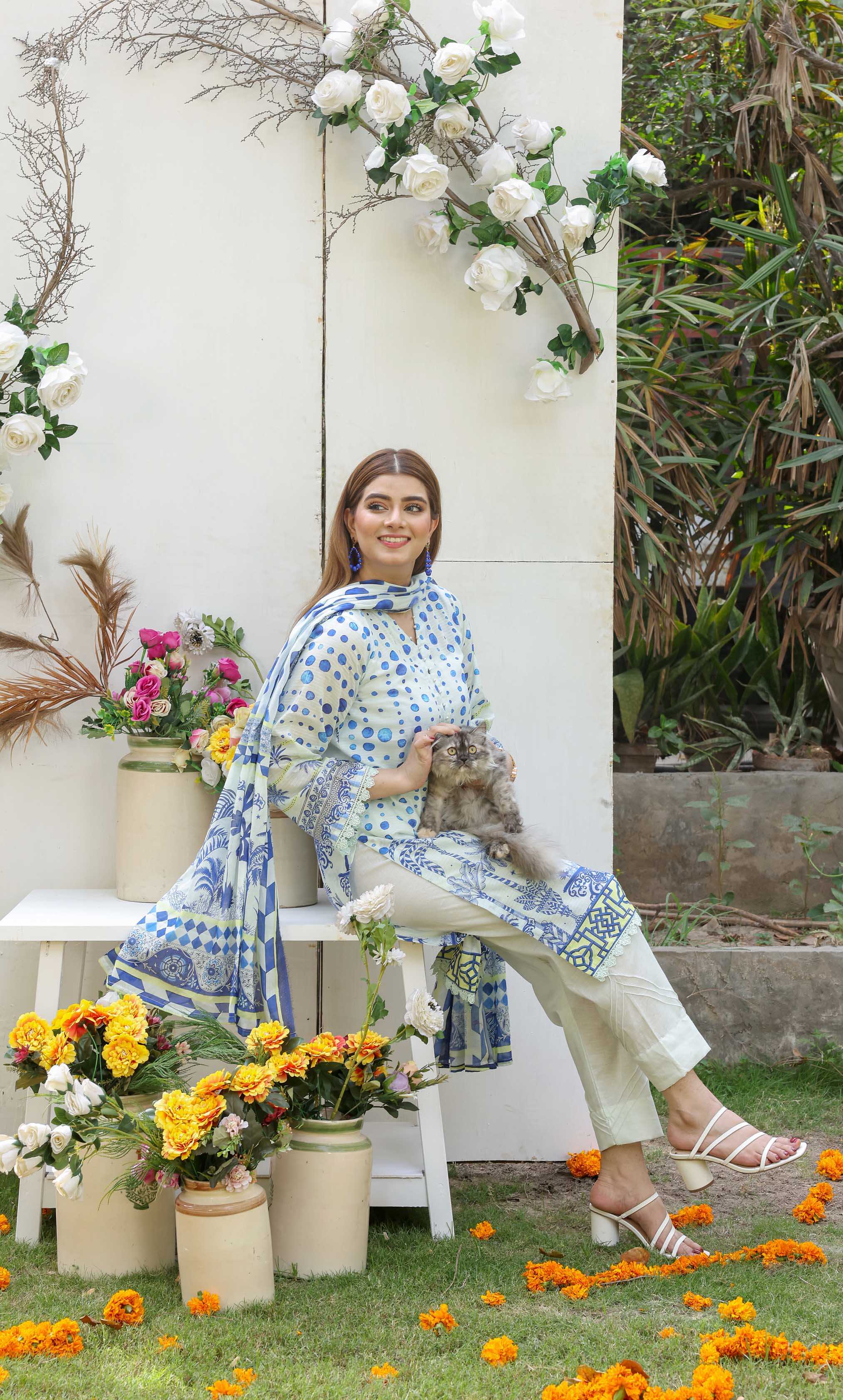 3 Piece Unstitched Premium Lawn Suit- PD-01