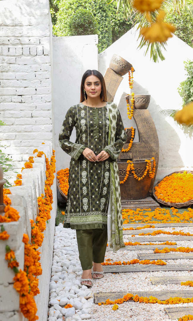 3 Piece Unstitched Lawn Suit -Merium's Exclusive Hover Image