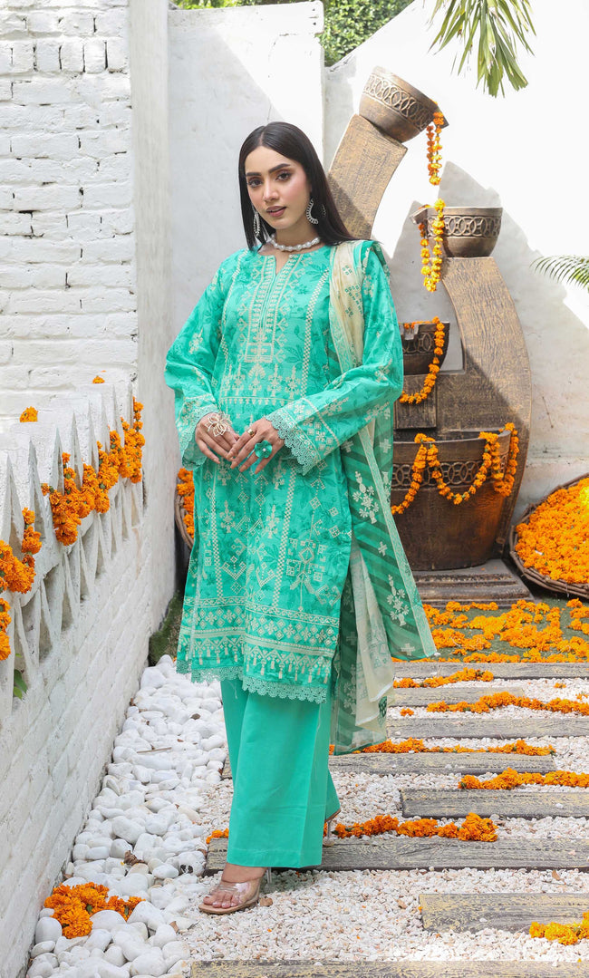 3 Piece Unstitched Lawn Suit -Merium's Exclusive Hover Image