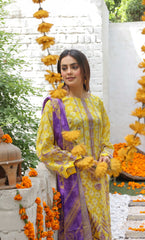3 Piece Unstitched Lawn Suit -Merium's Exclusive