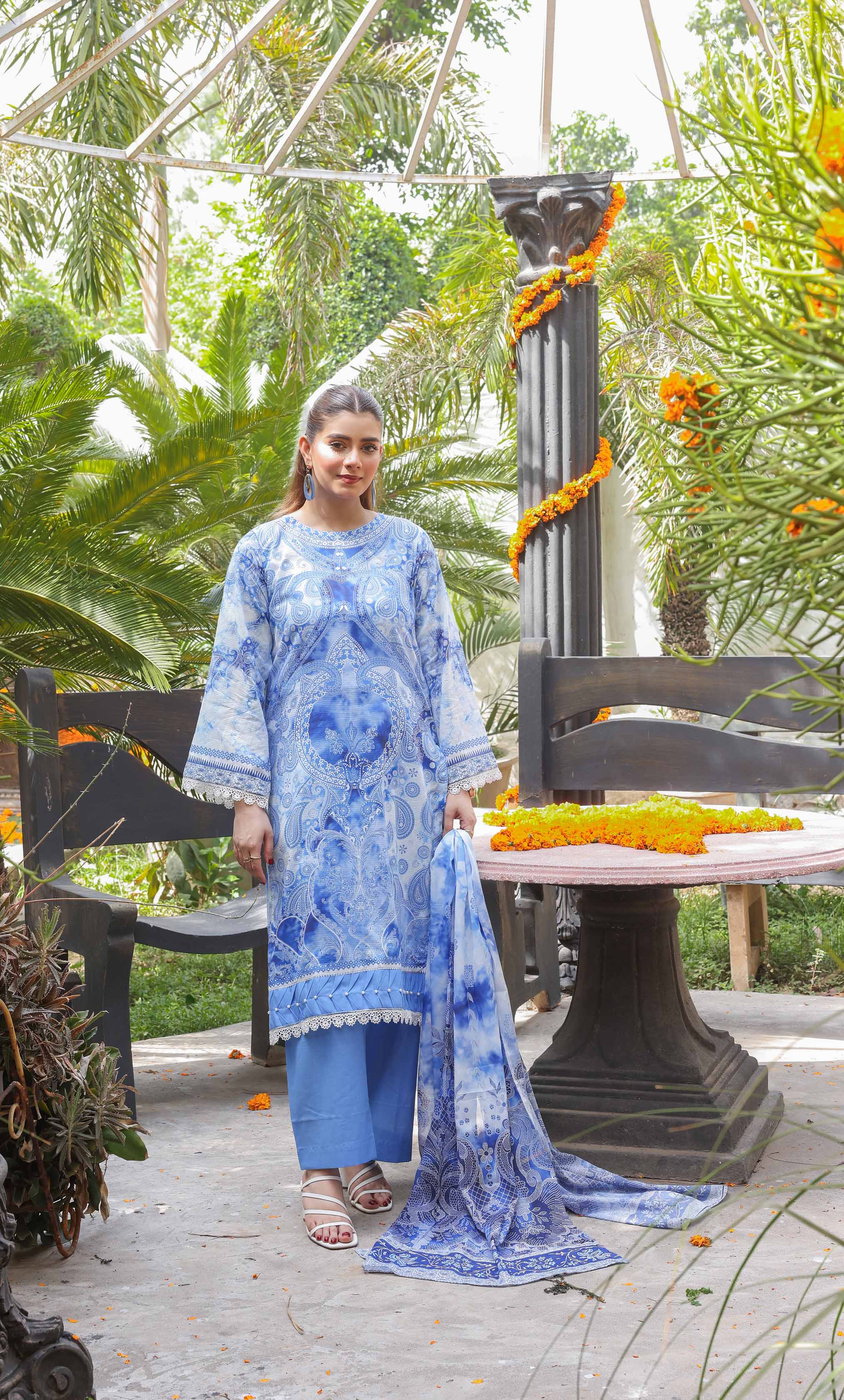 3 Piece Unstitched Printed Lawn  Suit | Tye & Dye V2-01