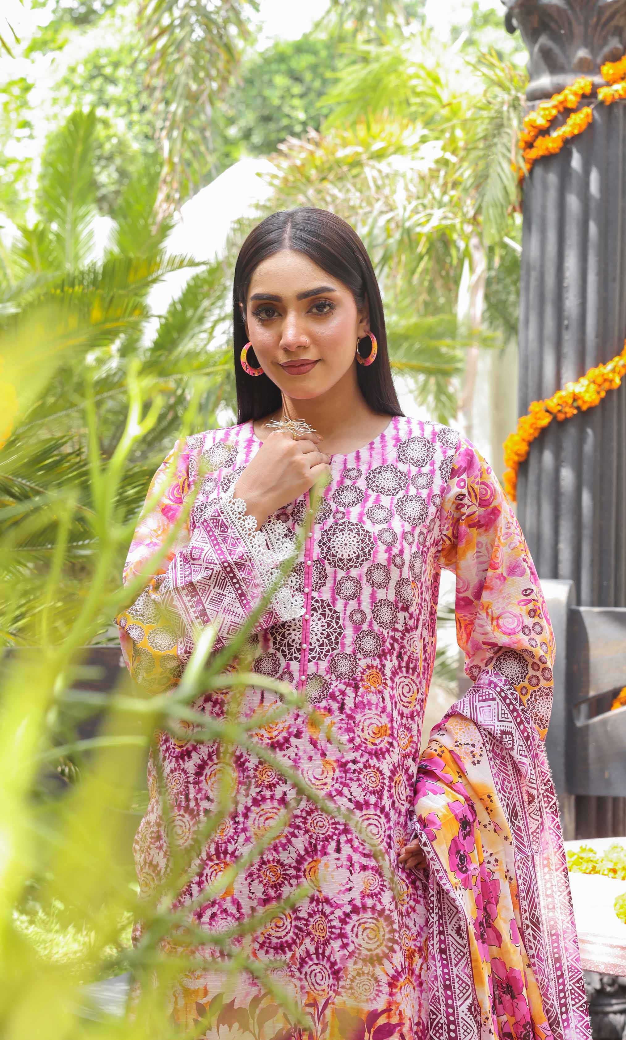 3 Piece Unstitched Printed Lawn  Suit | Tye & Dye V2-02