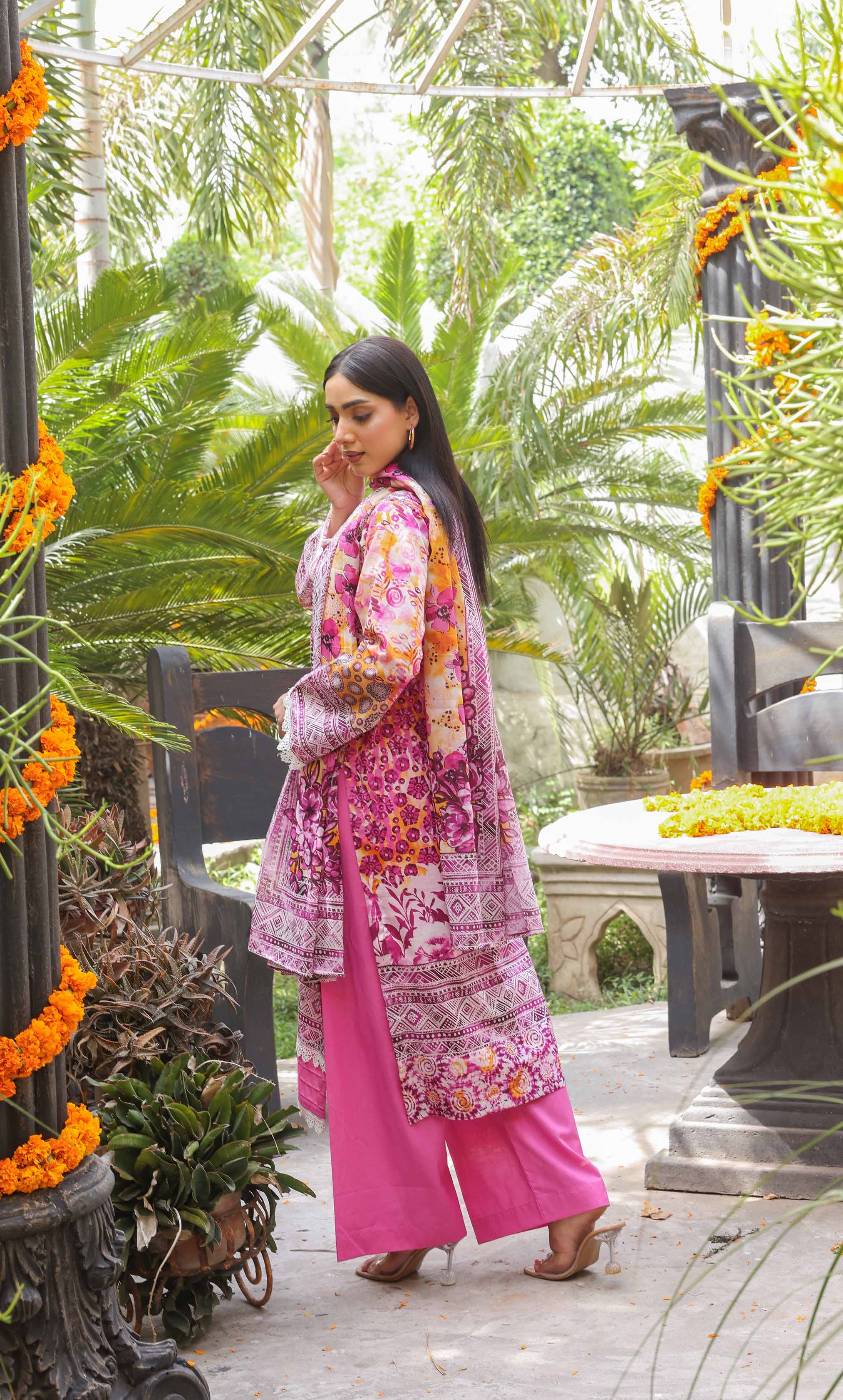 3 Piece Unstitched Printed Lawn  Suit | Tye & Dye V2-02