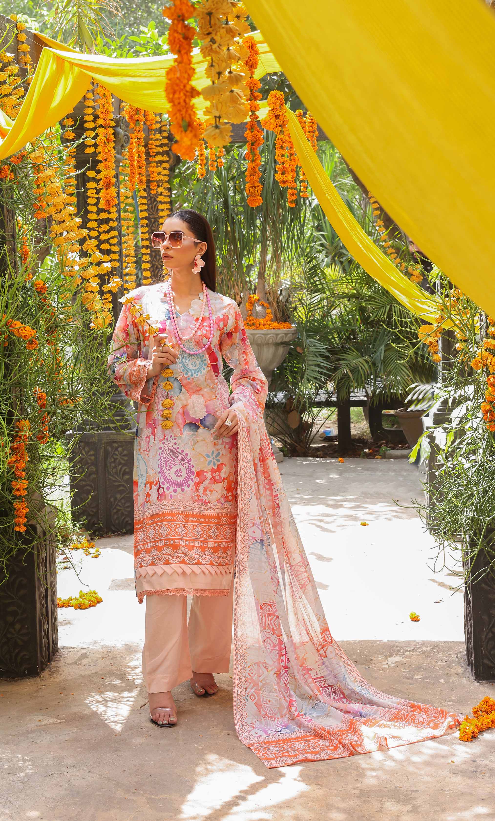 3 Piece Unstitched Printed Lawn  Suit | Tye & Dye V2-03