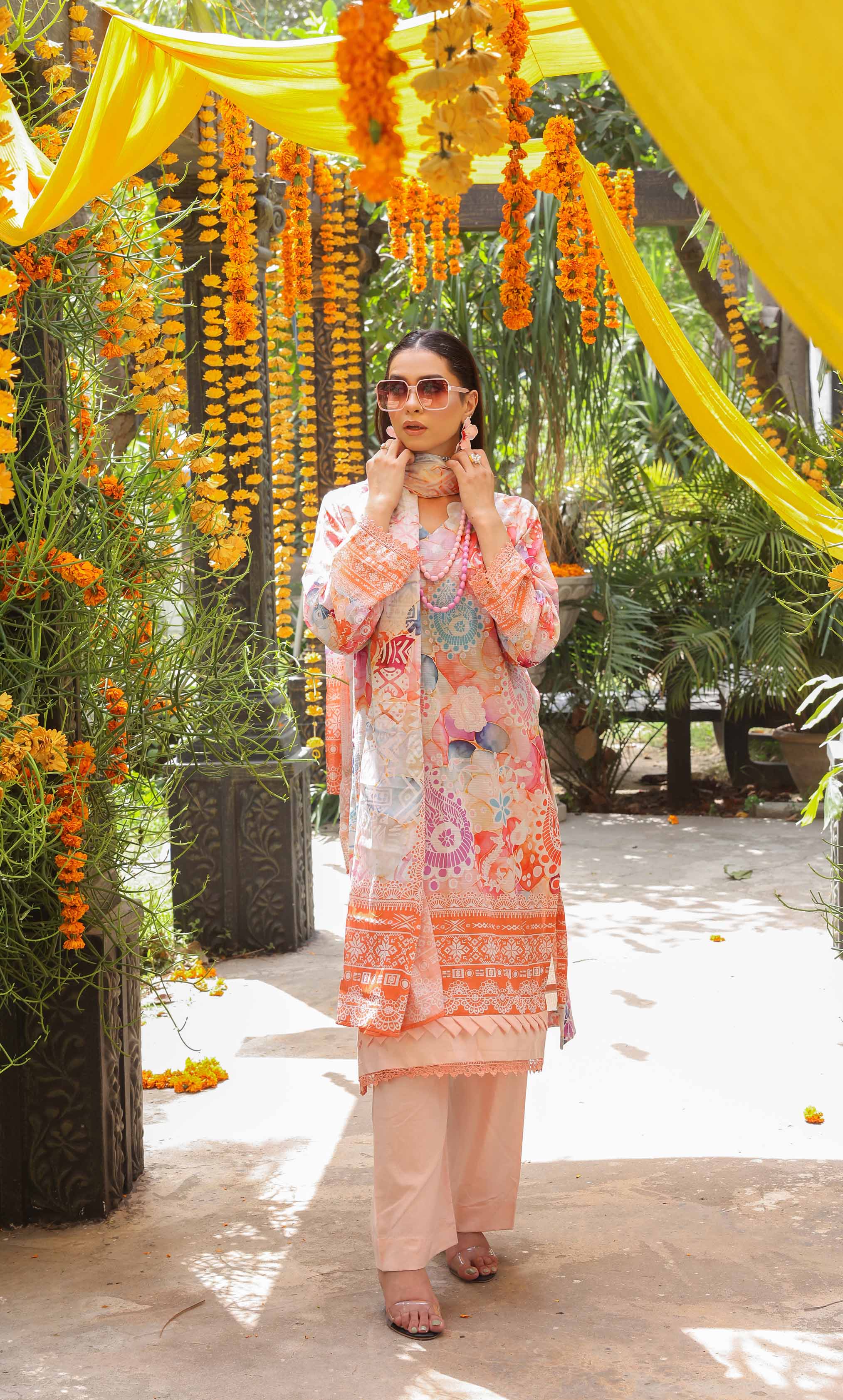 3 Piece Unstitched Printed Lawn  Suit | Tye & Dye V2-03