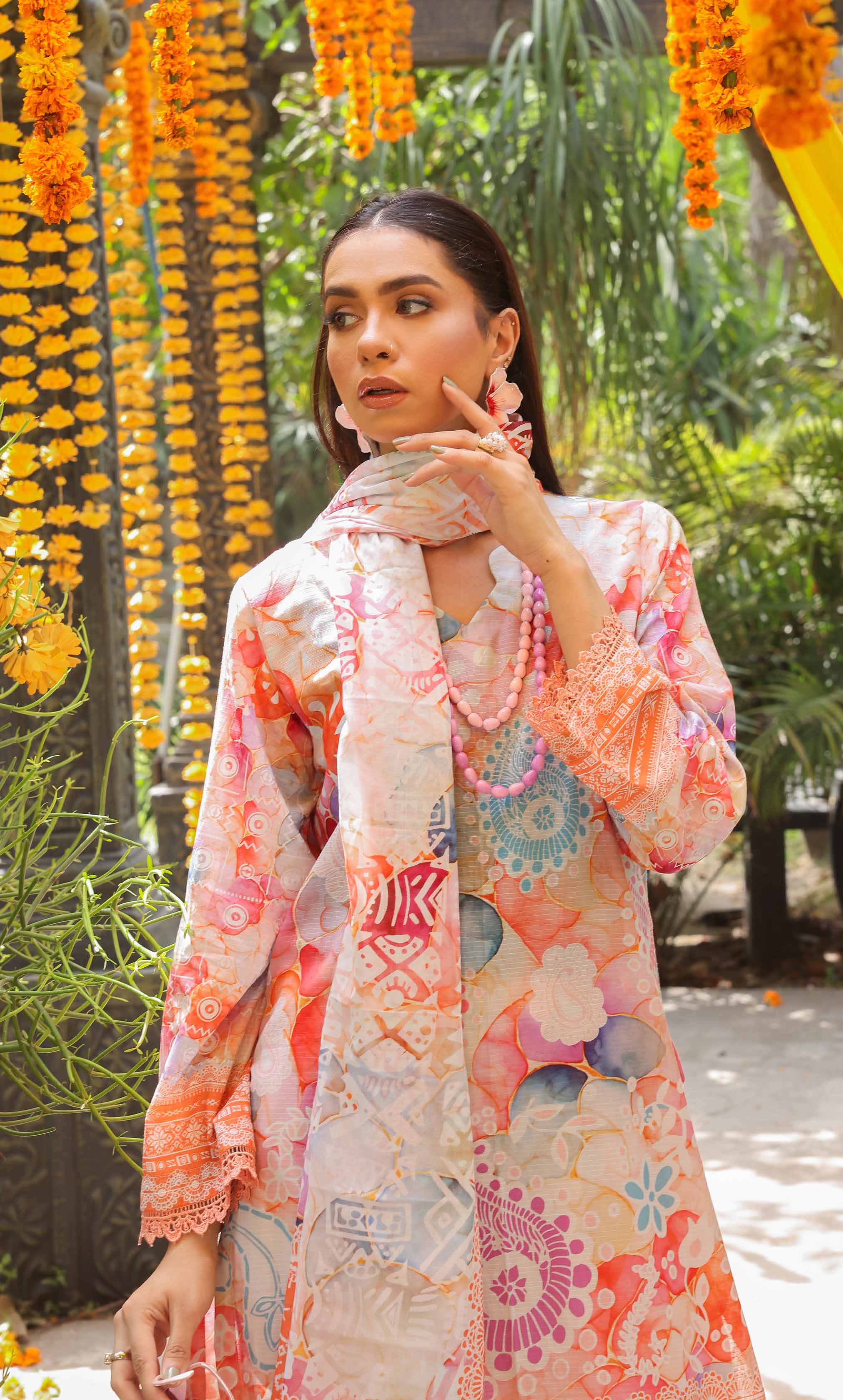 3 Piece Unstitched Printed Lawn  Suit | Tye & Dye V2-03