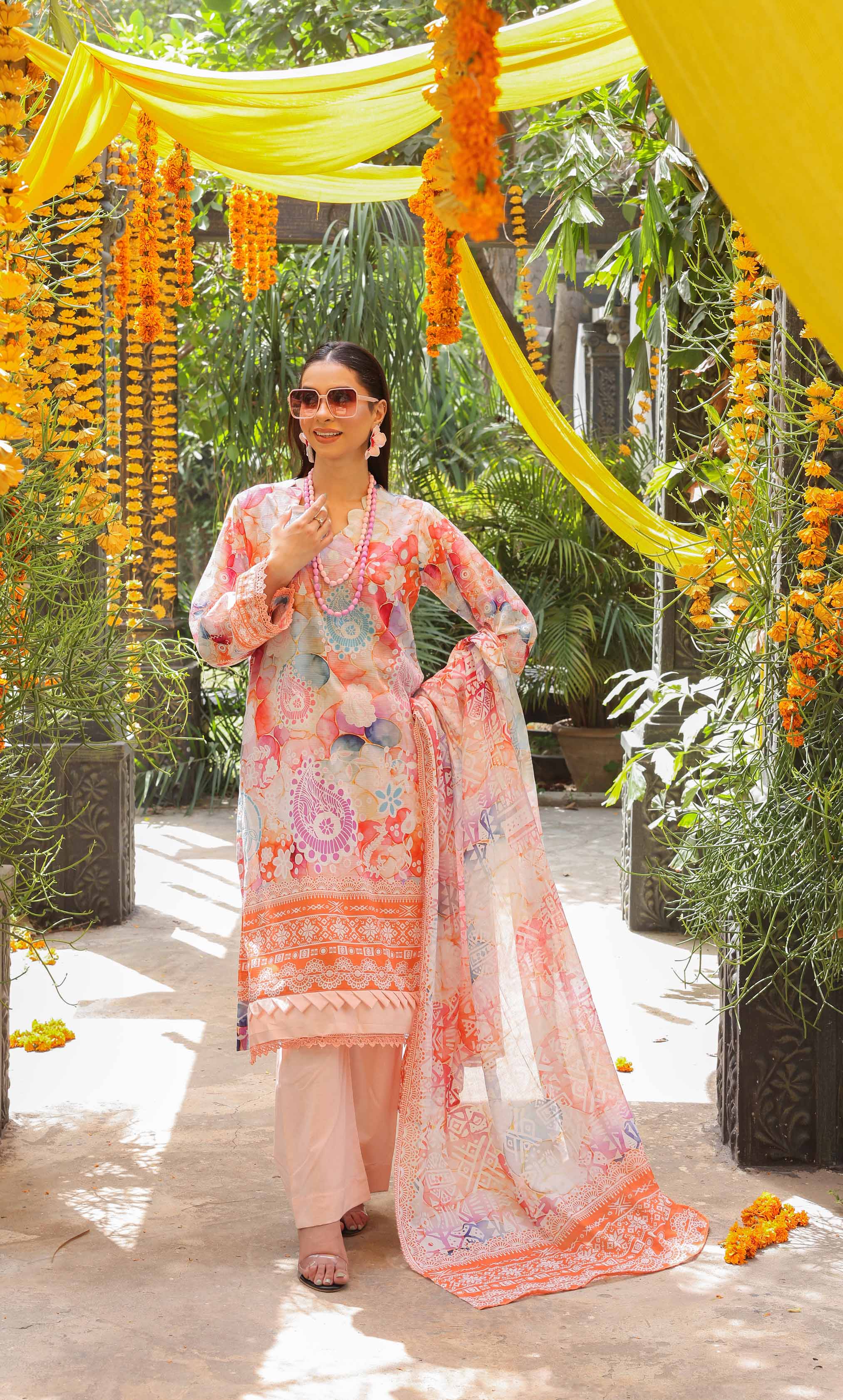 3 Piece Unstitched Printed Lawn  Suit | Tye & Dye V2-03