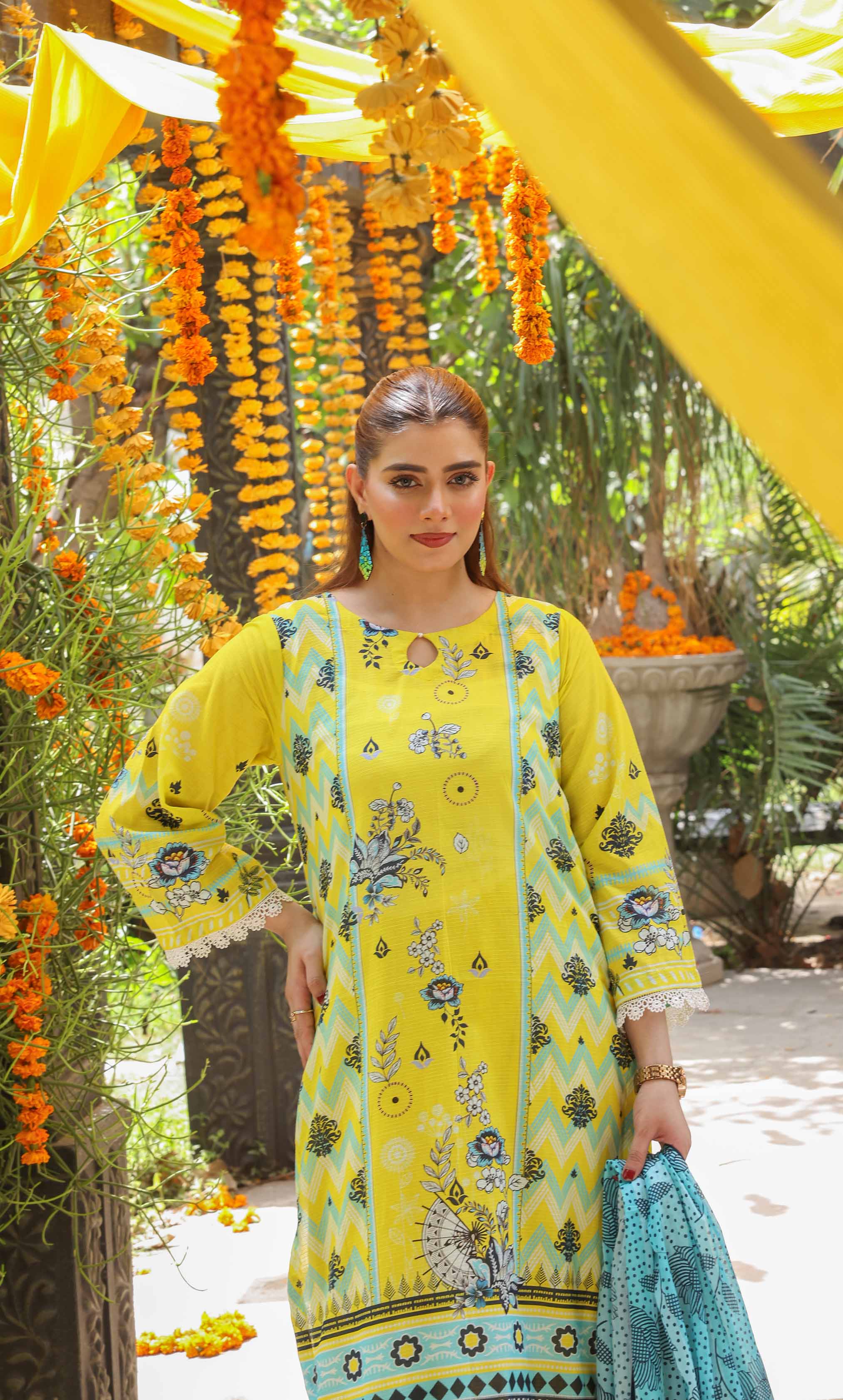 3 Piece Unstitched Printed Lawn  Suit | Tye & Dye V2-04